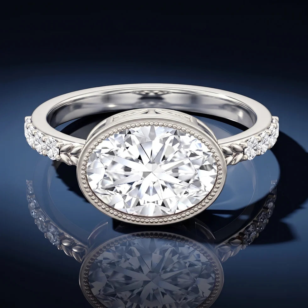 3 Carat Big Lab Grown Diamond Bezel Set Engagement Ring with IGI Certificate