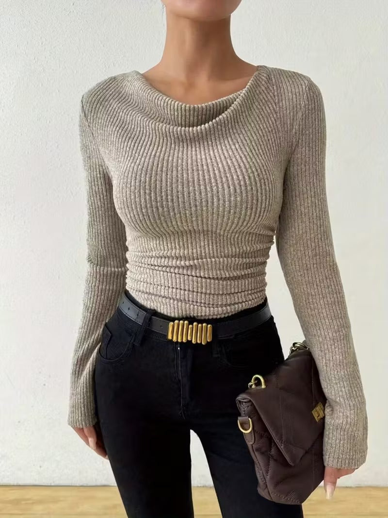 Cross Border European And American Women S Fashion 2026 Fall Winter Best Sellers Solid Color Sweaters Women's Long Sleeve Knit Tops  Casual Tops