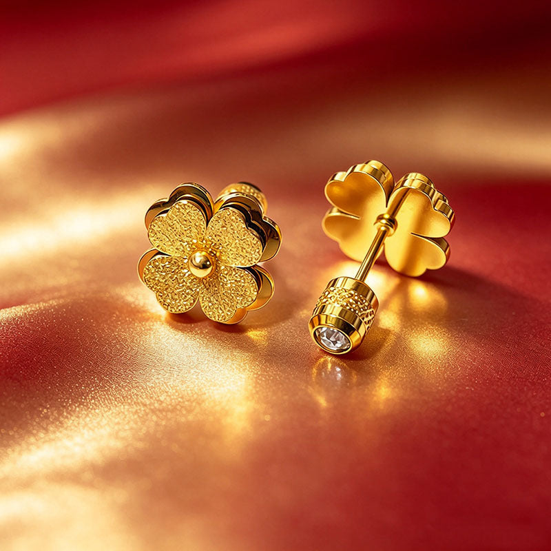 Designed Three-dimensional Matte Clover Drop Earrings With Tassels For Women