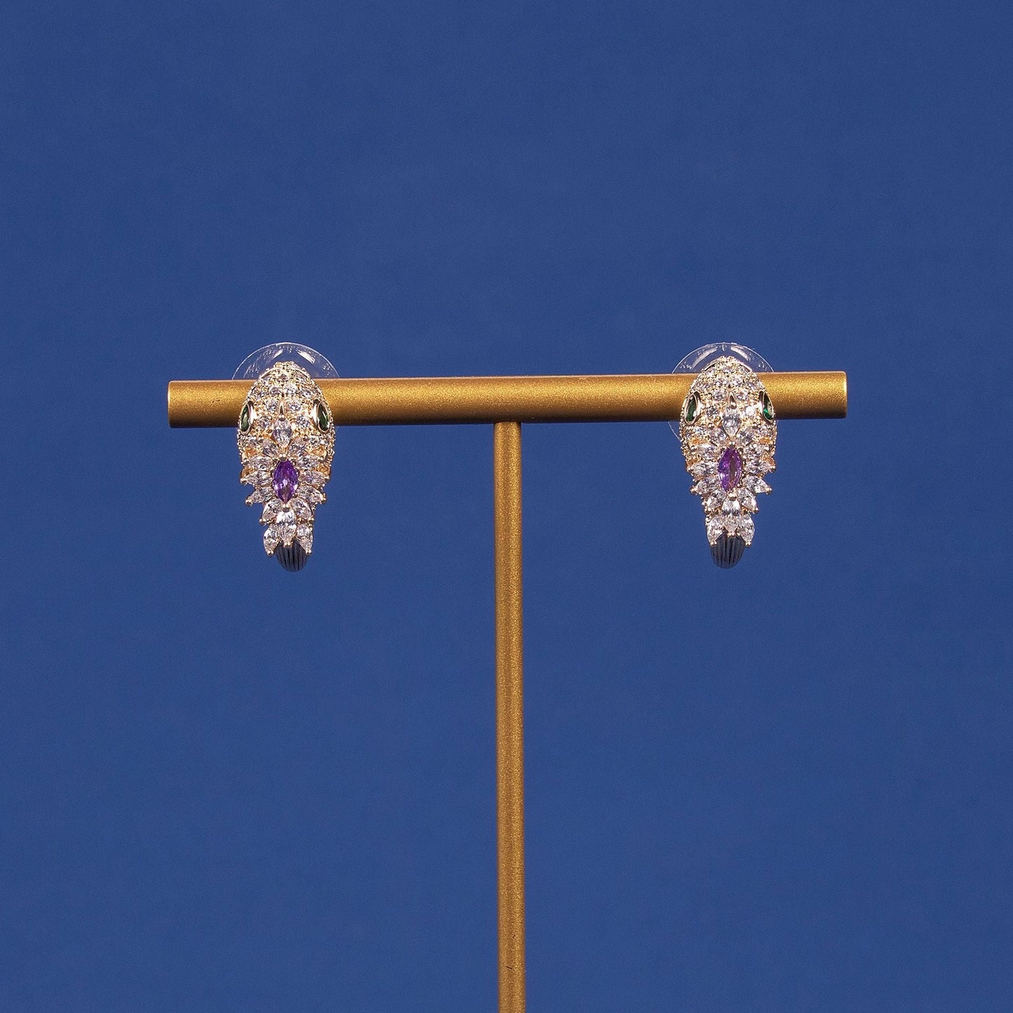 S925 Silver Needle Zircon Snake Stud Earrings