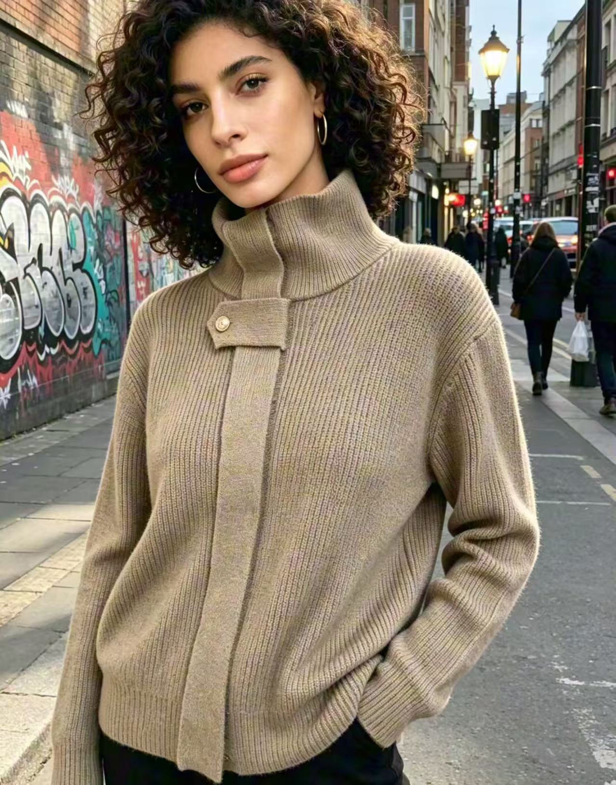 Women's Stand-Collar Knit Cardigan, 2026 Autumn-Winter New Arrival, Loose Design Zip-Up Sweater Coat For Women