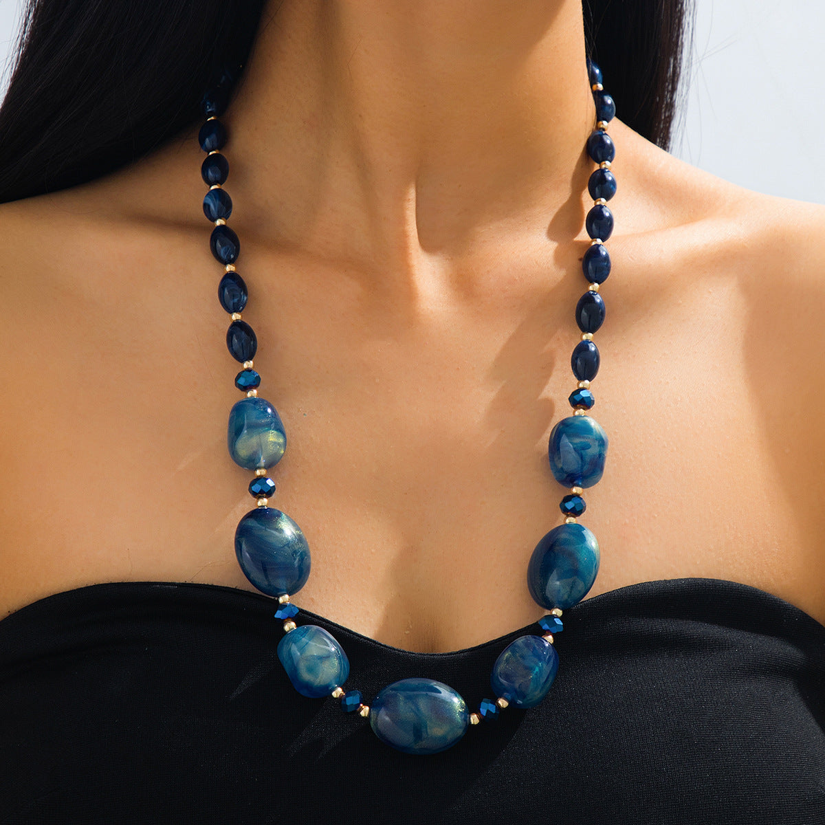 Colorful Resin Bead Necklace and Bracelet Set Collection