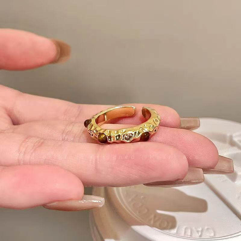 Gothic Devil Heart Ring, Vintage Gold Bat Wing Red Gemstone Open Band, Dark Romantic Statement Ring For Women