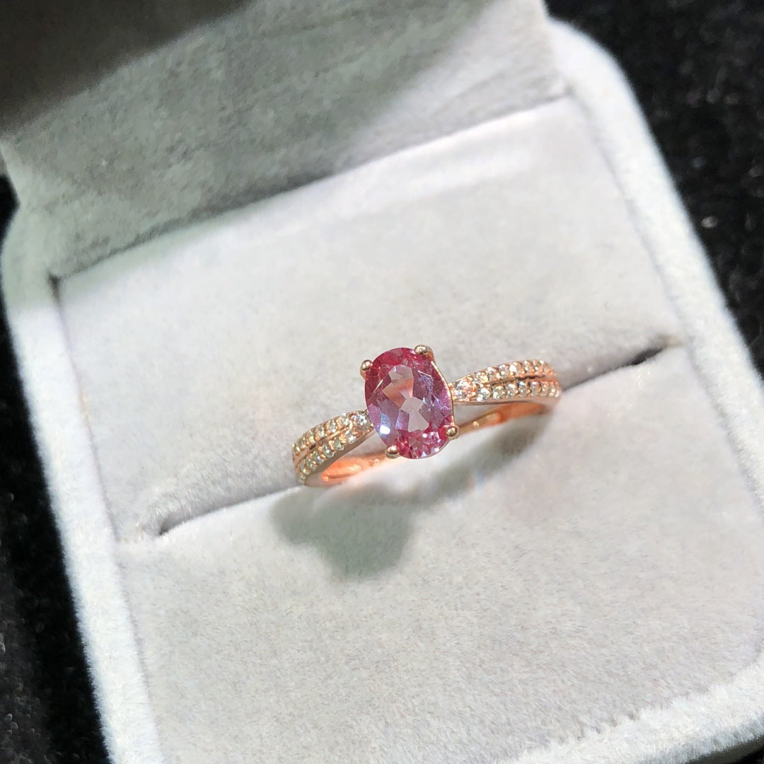 Colorfast High-end 18K Gold-plated Ring With Natural Amethyst