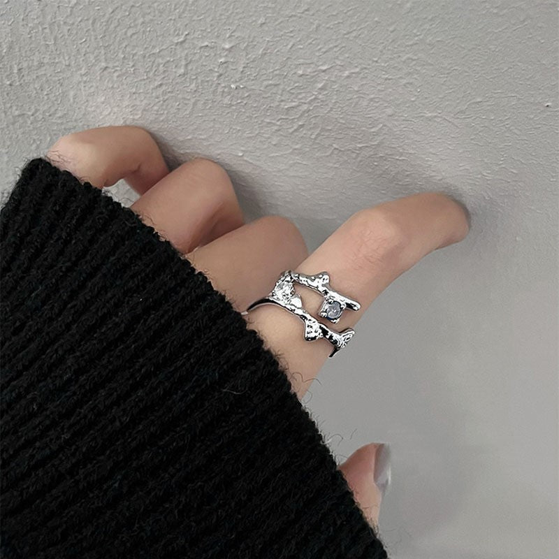 Minimalist Irregular  Ring Set Women, High Grade Gradient Stone, INS Cold Tone Jewelry