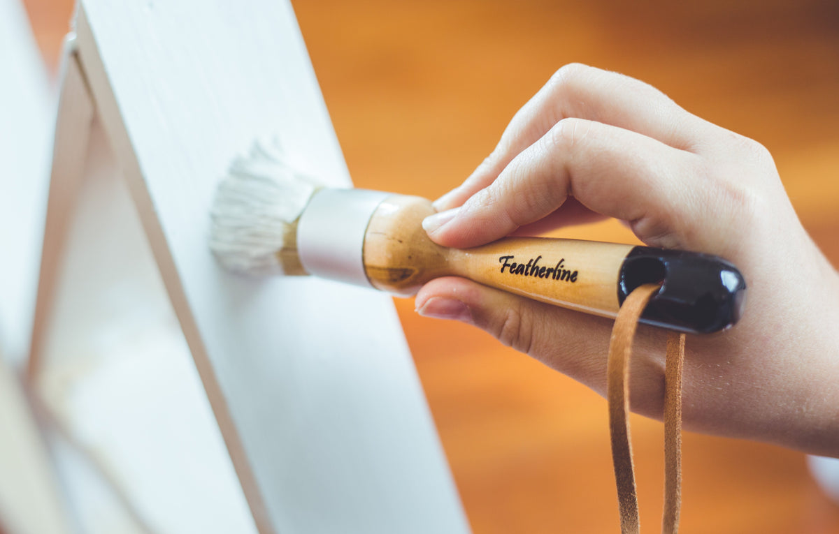 Featherline 1 Inch Detail Applicator Brushes – Flat & Round Brushes for Leather Care Products, Set of 2
