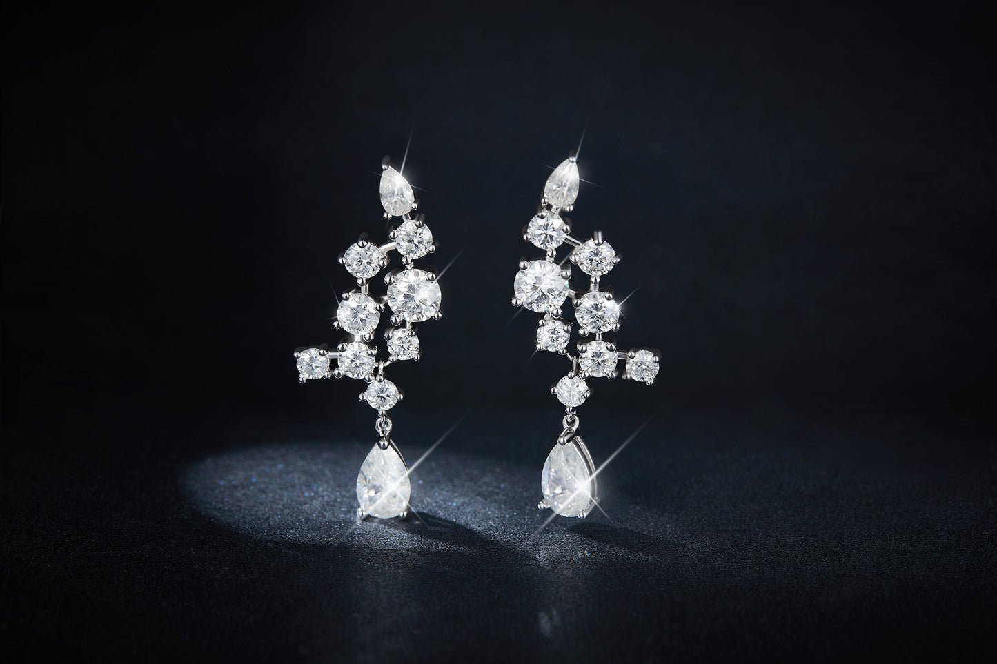 S925 Sterling Silver Pear Cut Moissanite Crawler Earrings  5x8mm Teardrop Climber Dangle With GRA Certificate Platinum Plated Jewelry Gift Box Set