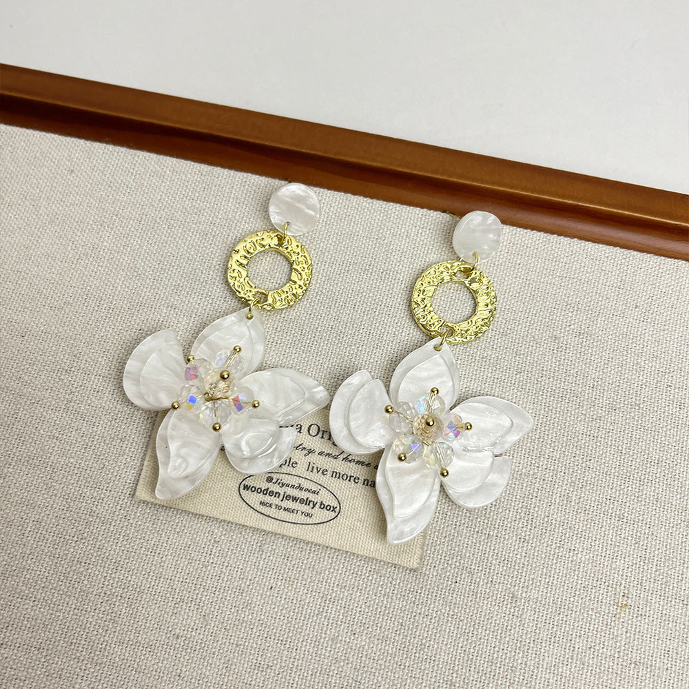 Resin Flower Pendant Earrings For Women