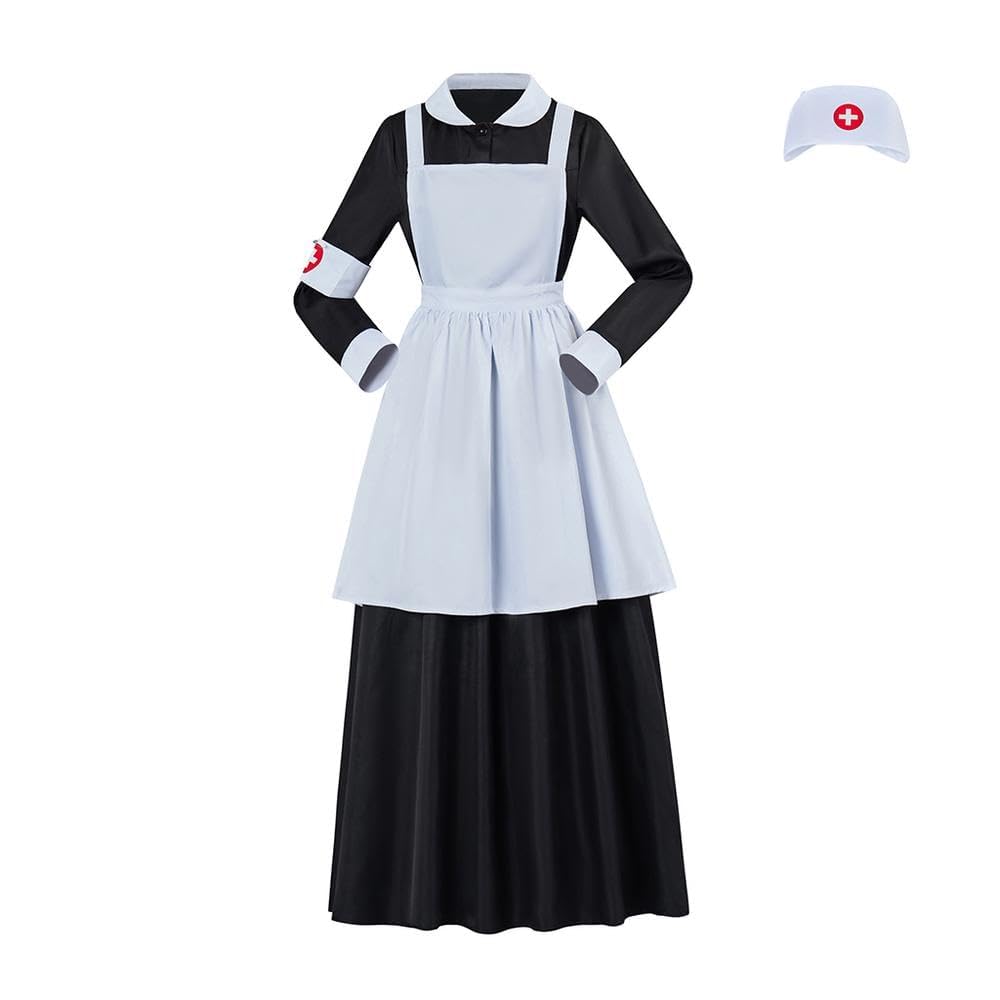 Women's Florence Nightingale Costume - Civil War Nurse Dress with Apron
