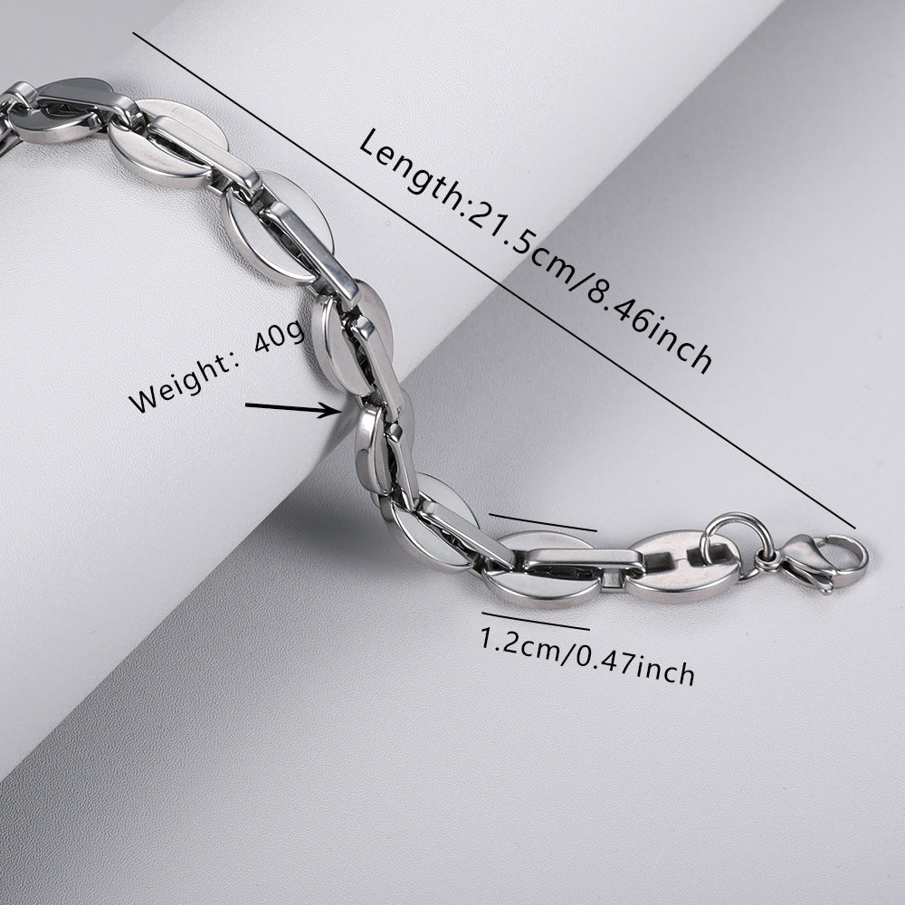 Popular Streetwear Cuban Chain Bracelet For Men, Bold Domineering Punk Hip Hop Design, All-match Stainless Steel Titanium Steel Fashion Accessories