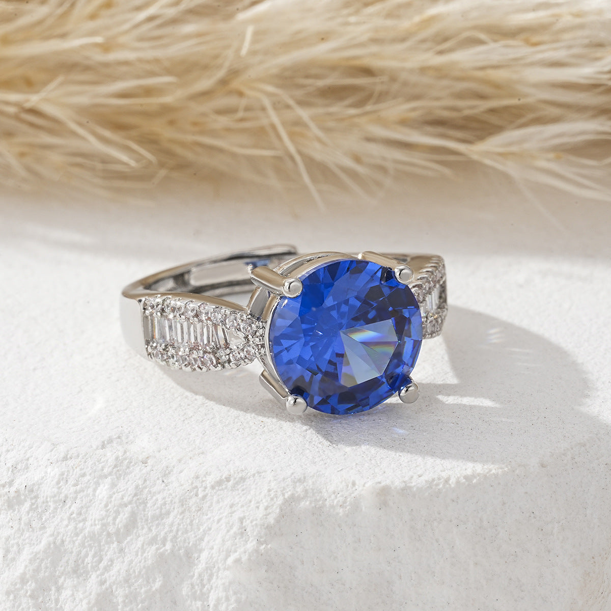 Women's Open Ring With Colorful Zircon