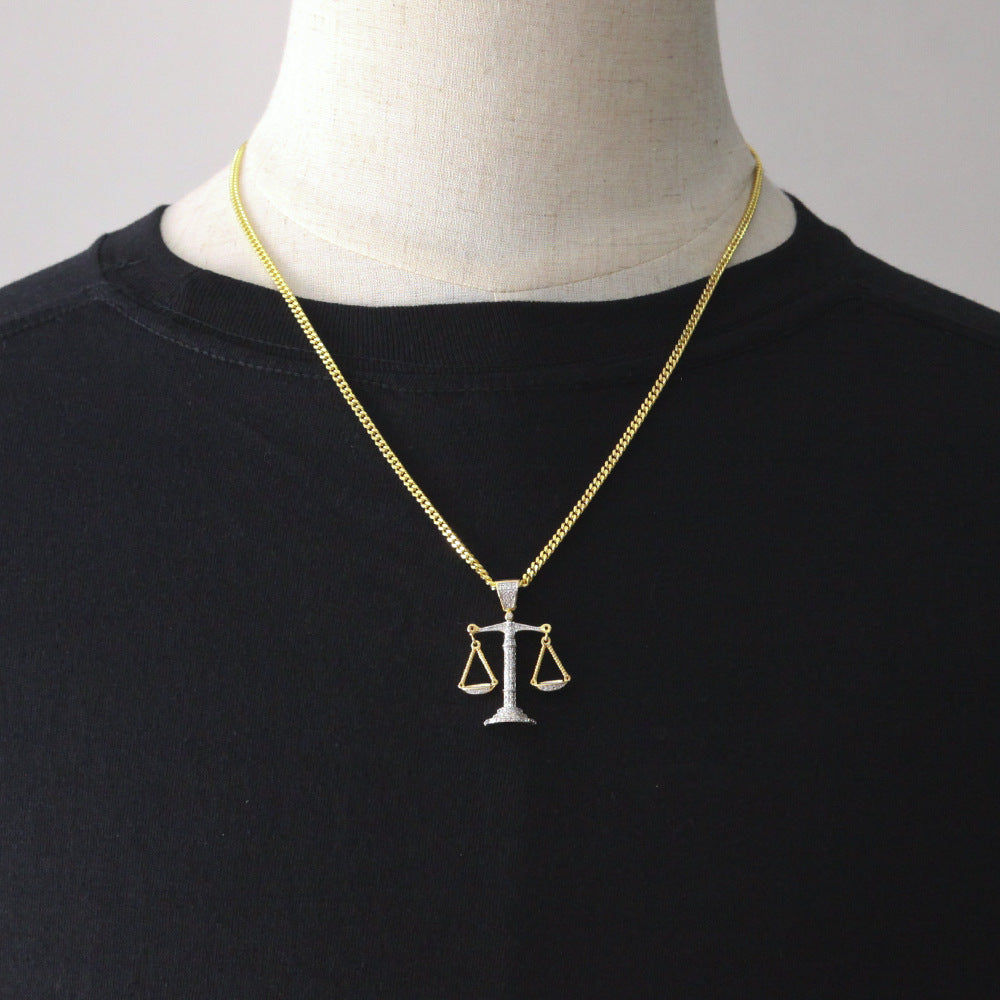 Justice Scale Iced Out CZ Hip Hop Necklace