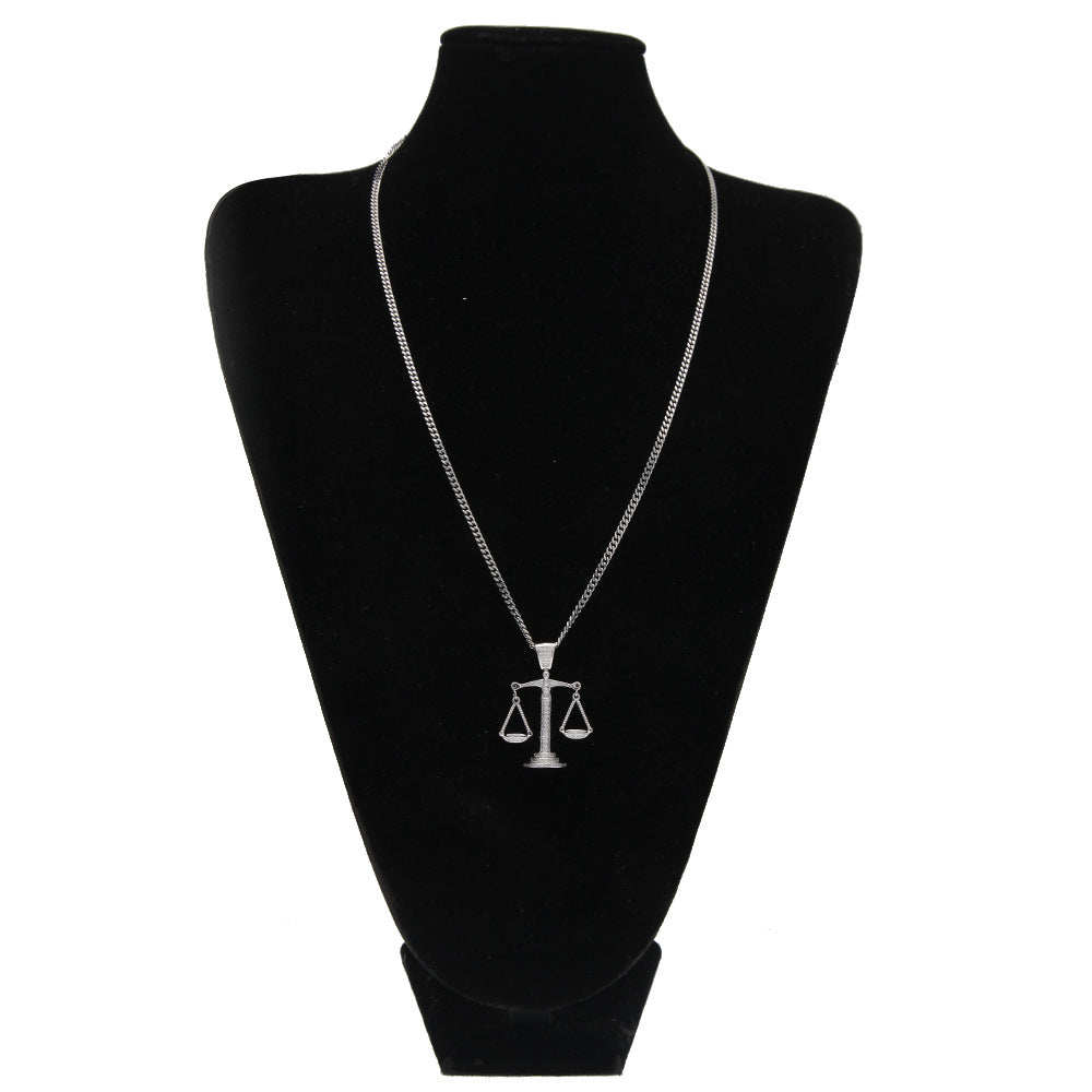 Justice Scale Iced Out CZ Hip Hop Necklace