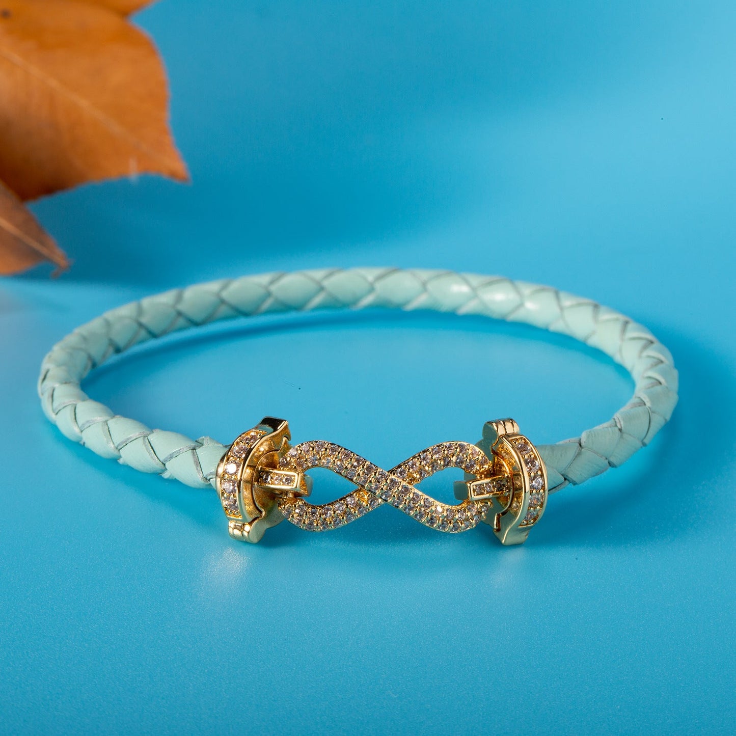 Eight-character Clasp Braided Leather Cord Bracelet