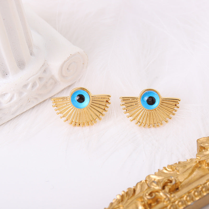 Evil Eye Fan Pendant Necklace Jewelry Set