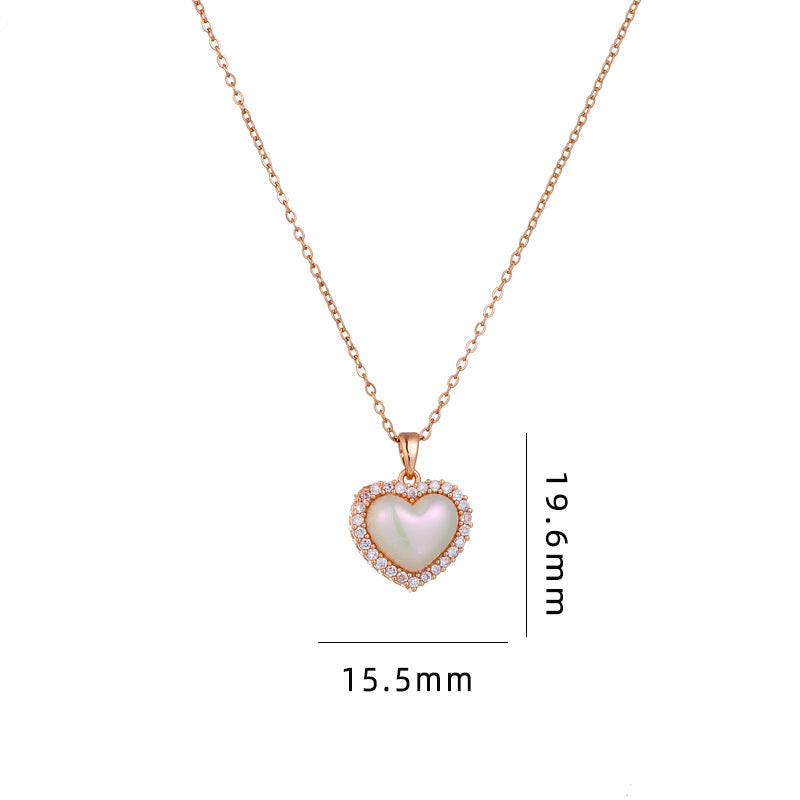 New Heart-shaped Shell Pendant Titanium Steel Necklace For Women