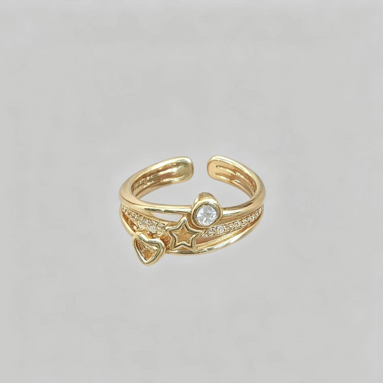 Womens Geometric Line And Polka-dot Diamond-studded Ring