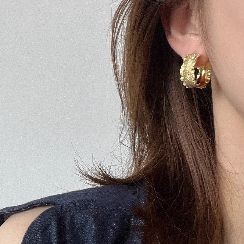 Ladies Elegant Small Heart Gold Stud Earrings No Need Take Off At Night Jewelry