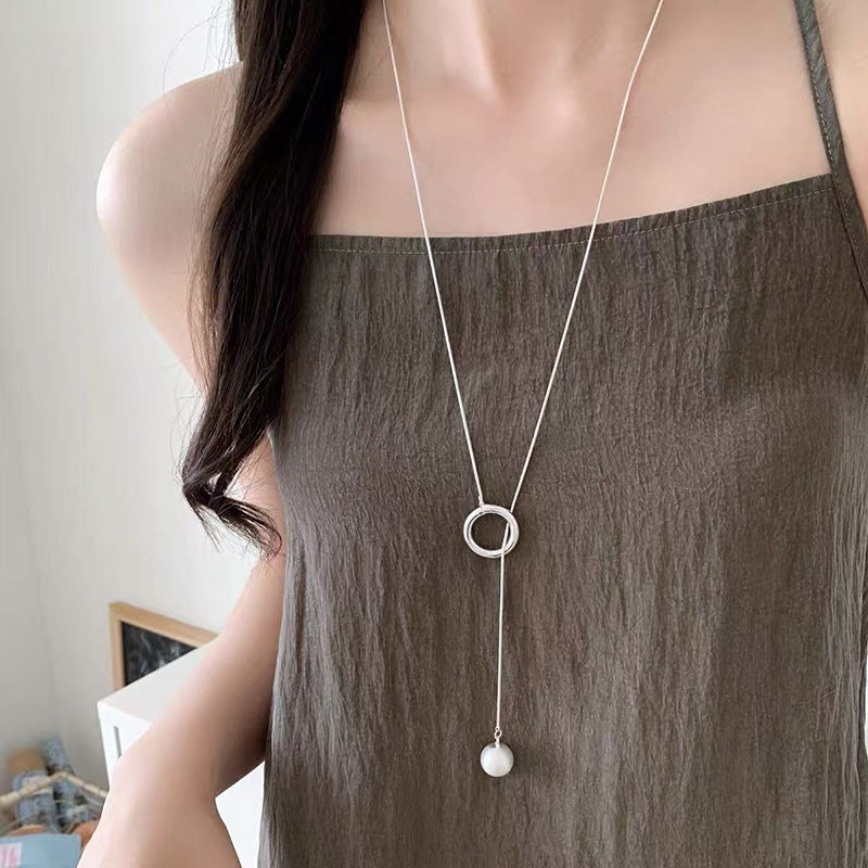 S925 Sterling Silver Pearl Necklace For Women Light Luxury And High-end