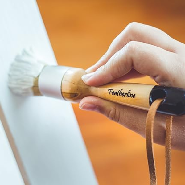 Featherline 1 Inch Detail Applicator Brushes – Flat & Round Brushes for Leather Care Products, Set of 2