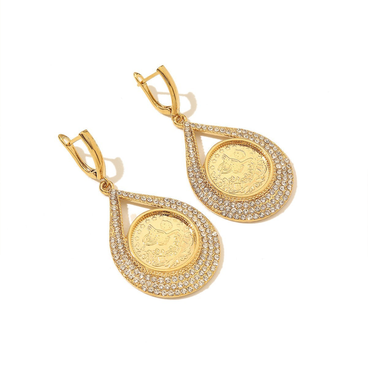 18K Gold Coin Stud Earrings