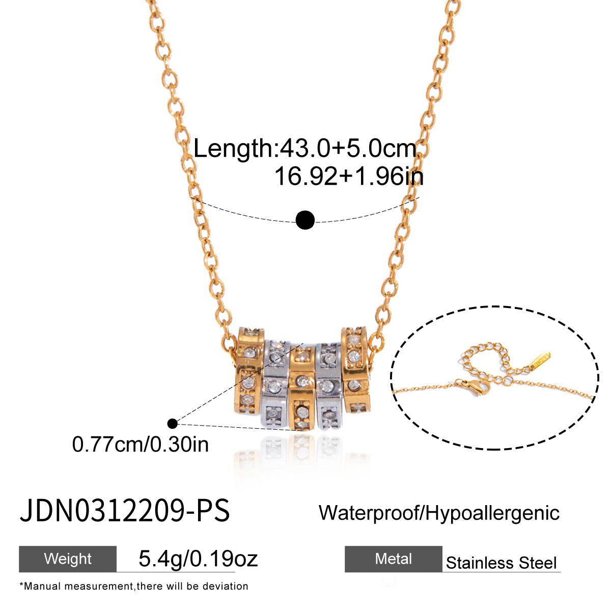 Stainless Steel Zircon Spinner Necklace Collection