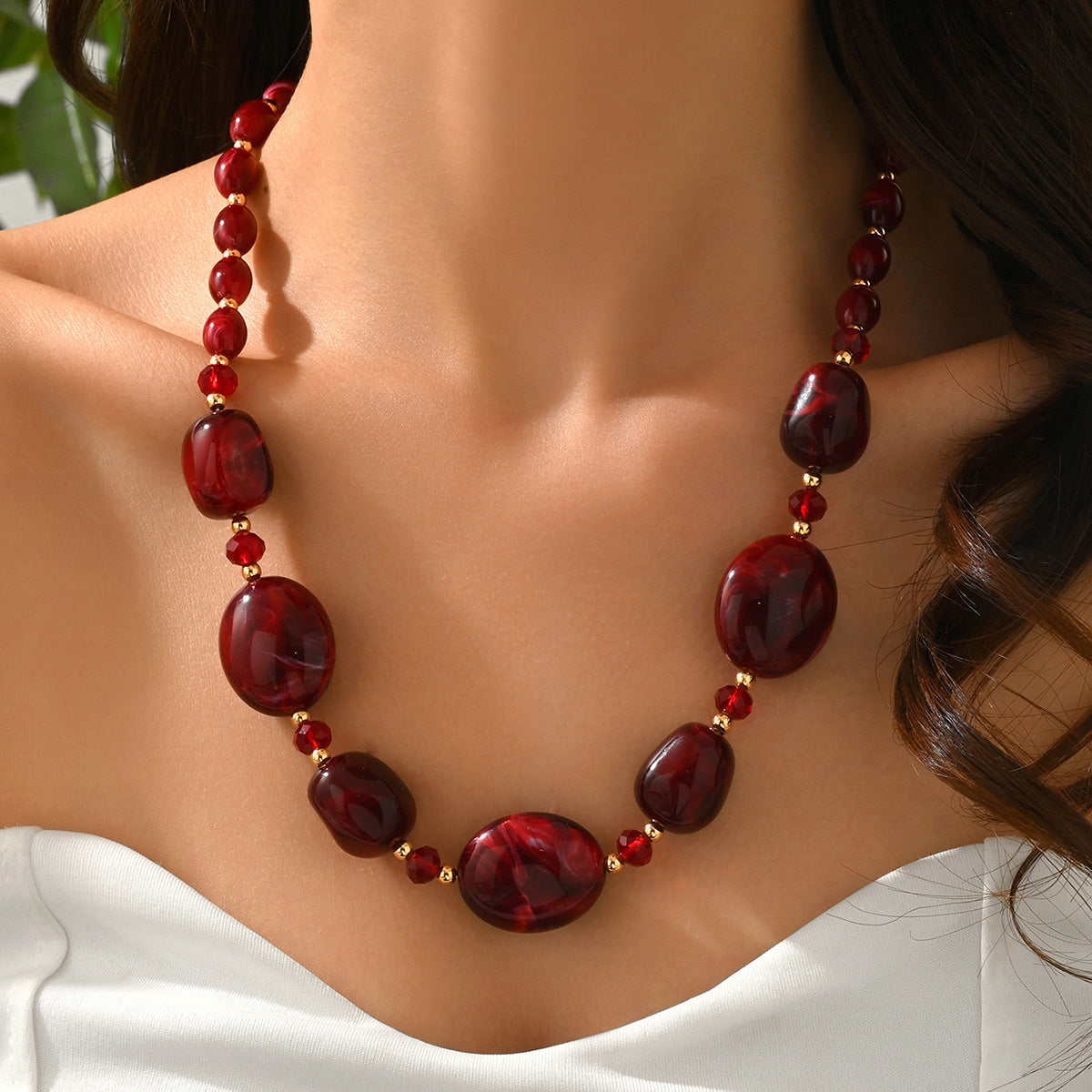 Colorful Resin Bead Necklace and Bracelet Set Collection