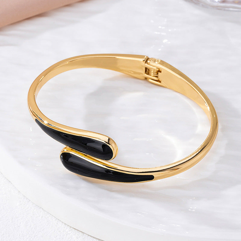 Metallic-Effect Alloy Open-End Bracelet For Women