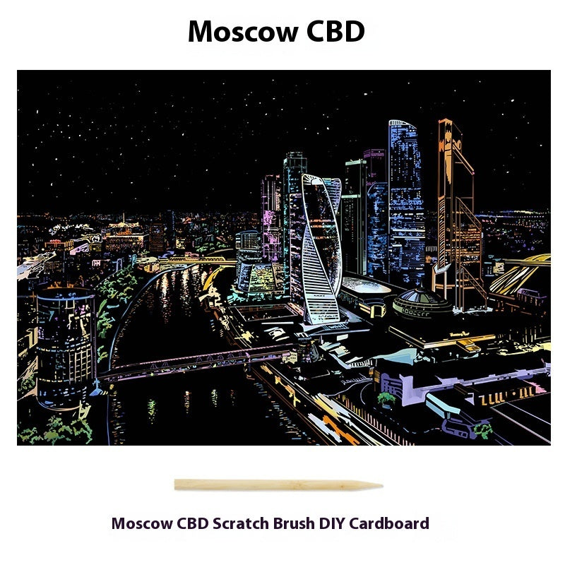 City Night Scene Colorful Diy Scraping Living Room Decorative Painting