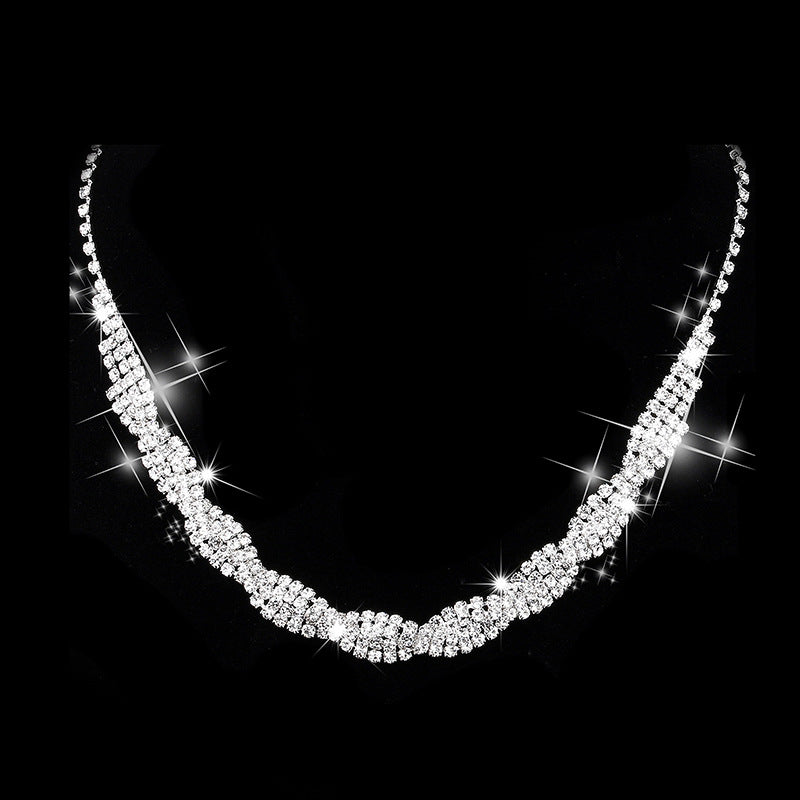 Women's Jewelry Necklace Short Clavicle Necklace Claw Chain Rhinestone Jewelry Tassel Earrings Versatile Accessories Holiday Gift Batch
