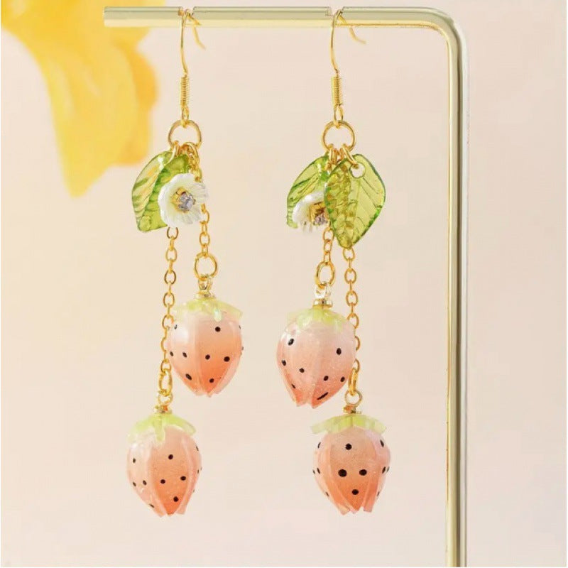Chinese Advanced Color Creative Plant Pendant Earrings
