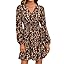 MakeMeChic Women's Long Sleeve Floral Short Dress Wrap V Neck Elastic Waist Casual Dresses