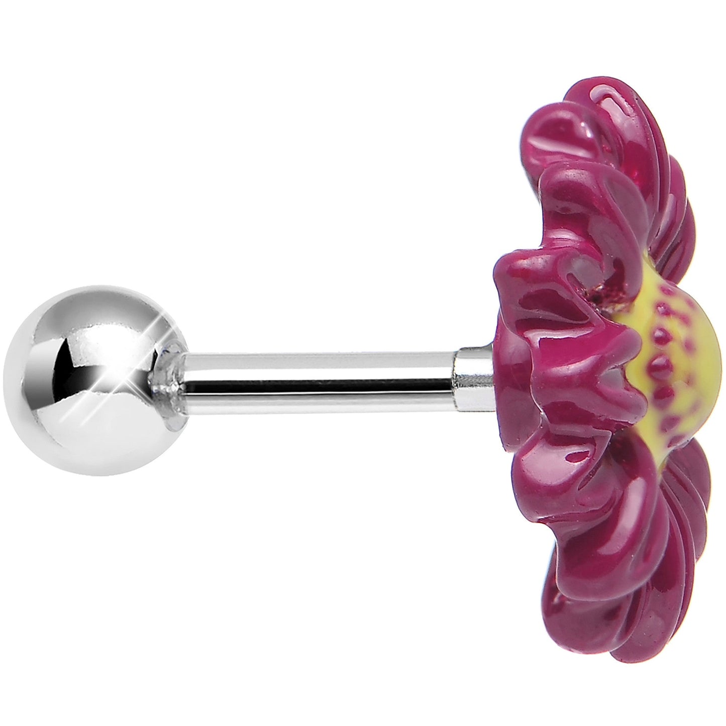 Dark Pink Cheerful Gerbera Daisy Flower Tragus Cartilage Earring