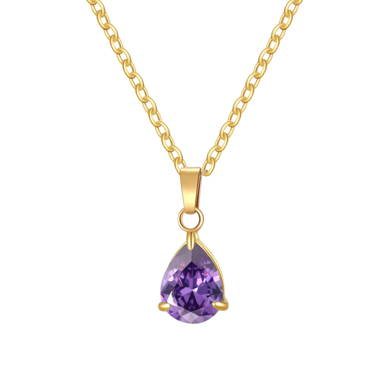 3A Water Drop Zircon Small Pendant Solitaire Pear-Shaped Zircon Womens Clavicle Chain
