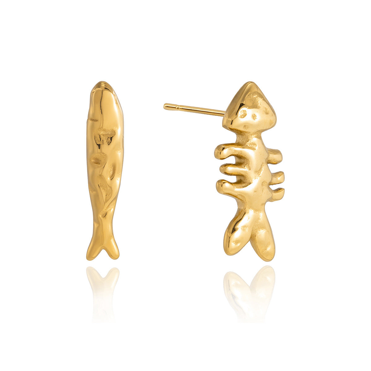 Stainless Steel Fish Stud Earrings