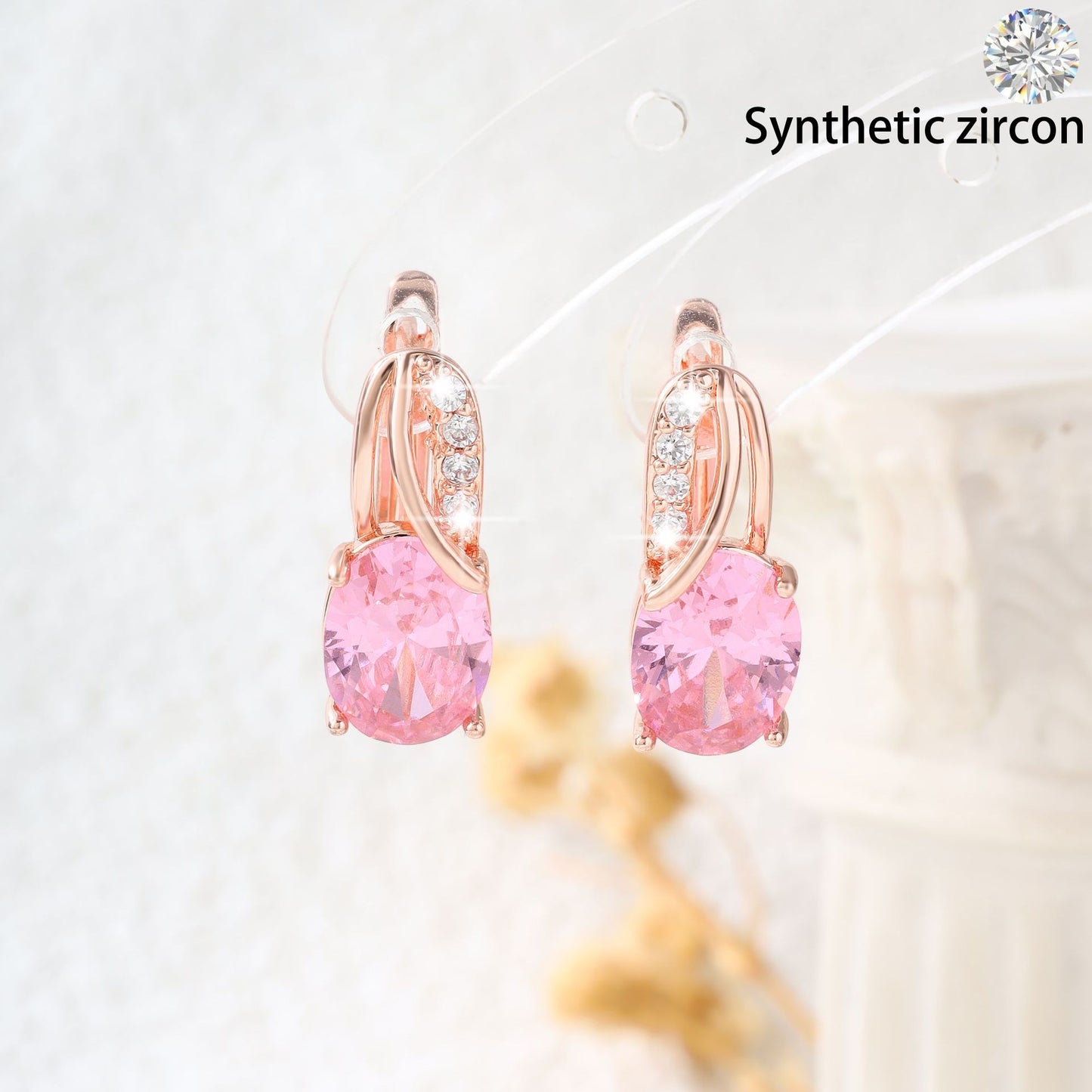 High-End Oval Colored Zircon Earrings
