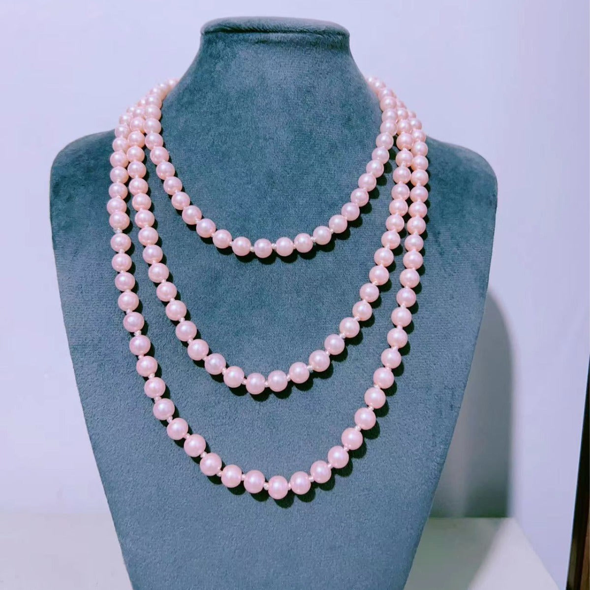 European And American Fashion Glass Imitation Pearl Necklace Women's Simple Knotted Multi-layer Long Sweater Chain Clothing Accessories Wholesale