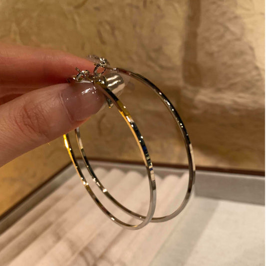Large Metal Ball Hoop Earrings  Vintage Lightweight Statement Earrings For Women