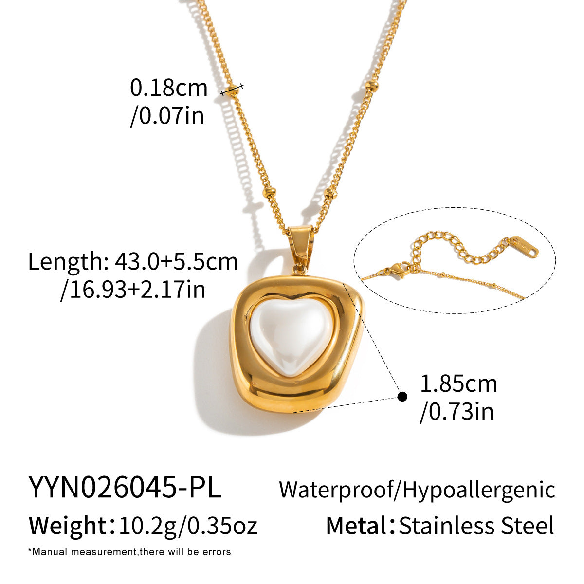 High-end Pearl Pendant Necklace In Titanium Steel With 18K Gold Plating