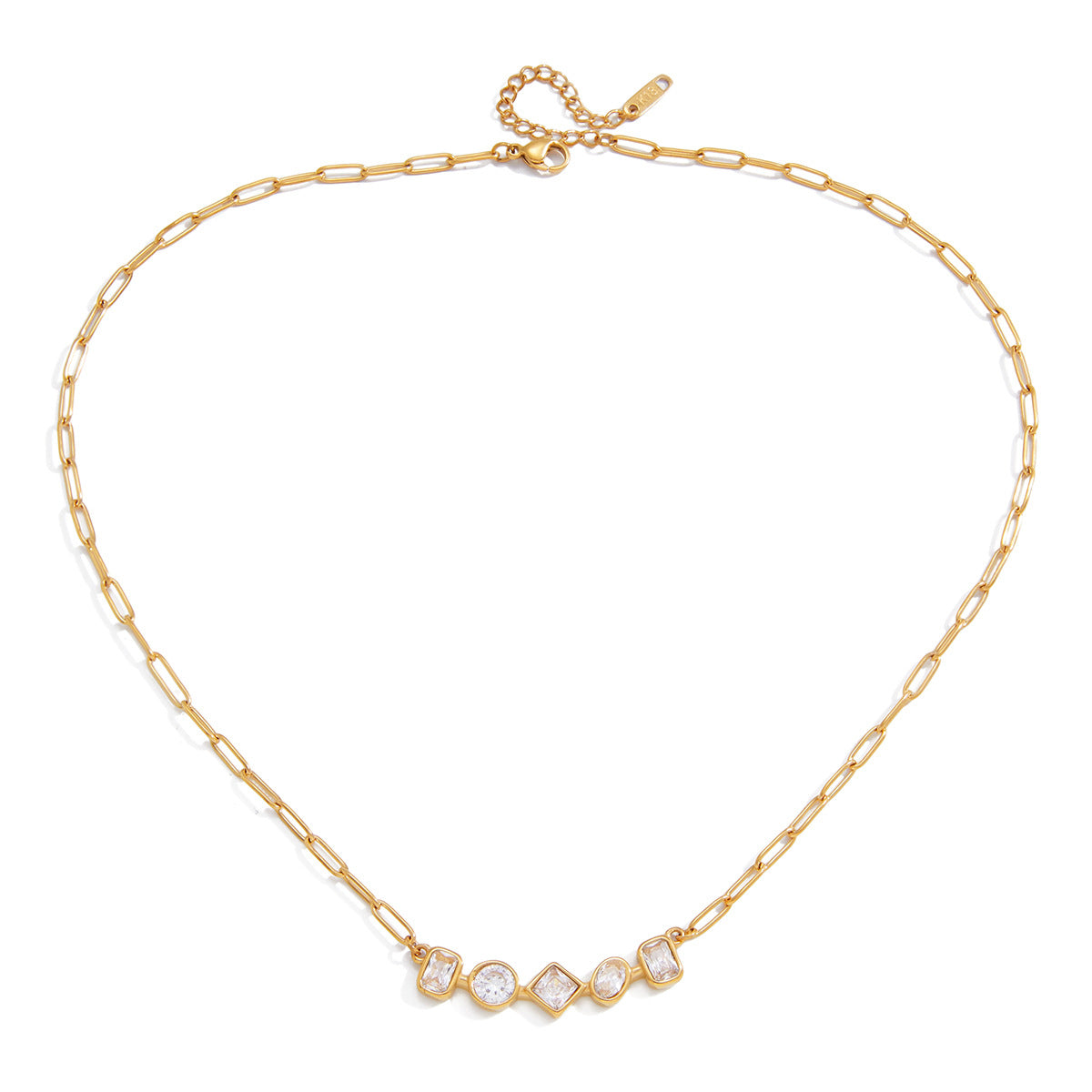 Zircon Necklace and Chain Tassel Earring Set