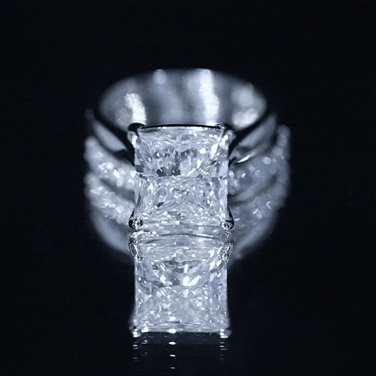 5 Carat Huge Lab Grown Diamond Princess Cut Engagement Ring Set with IGI Certificate