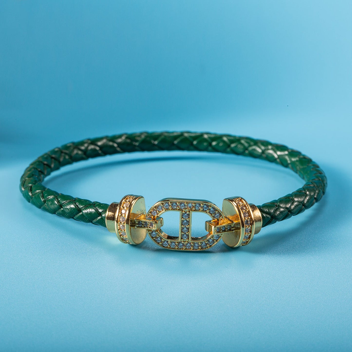 Eight-character Clasp Braided Leather Cord Bracelet