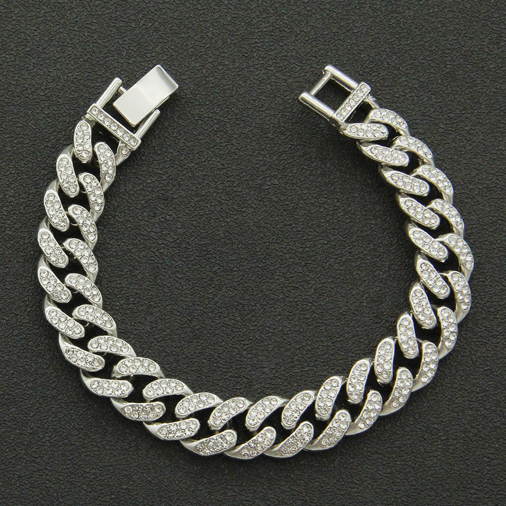 Full Diamond Cuban Chain Bracelet Personalized Street Dance Motorcycle Men