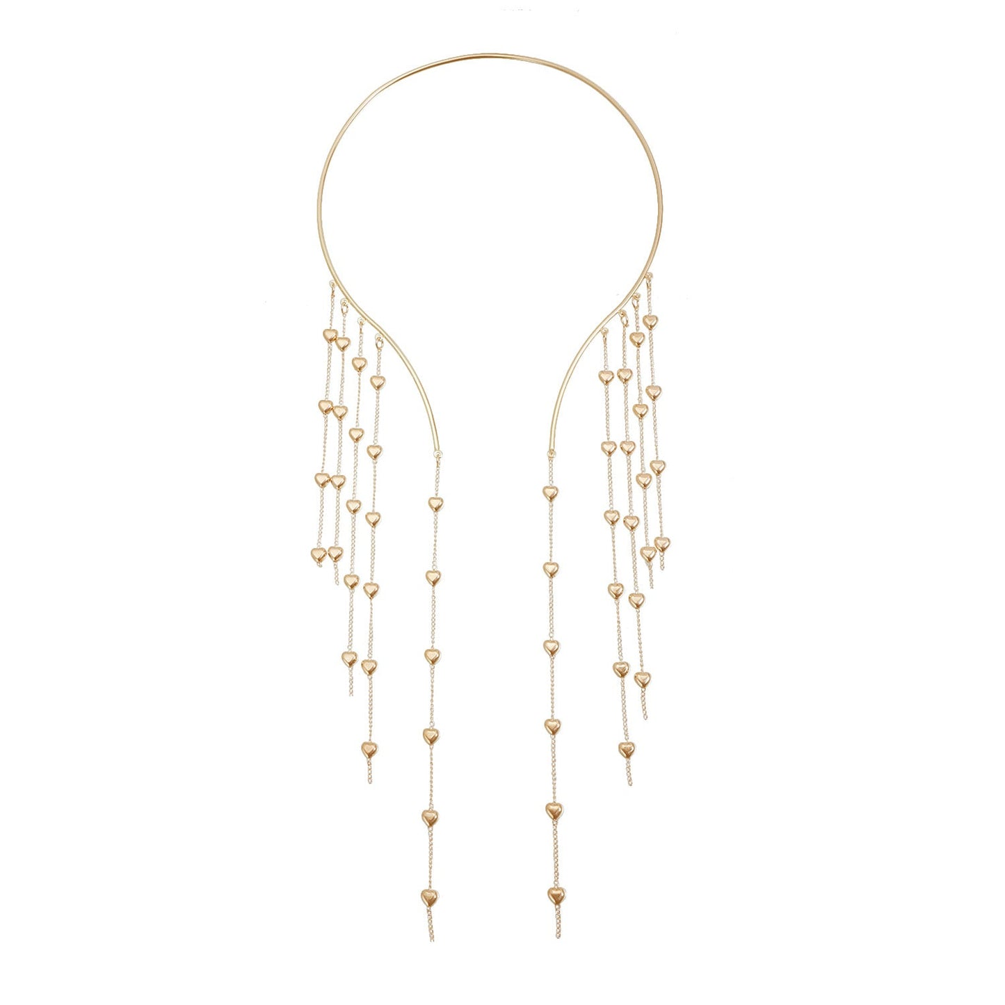 Draped Multi-Layer Heart Tassel Choker Vintage Futuristic Sexy Dress Neckpiece For Women