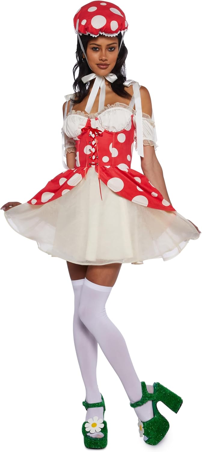 Princess Toad Costume Women Mini Dress - Mushroom Kingdom Halloween Outfit