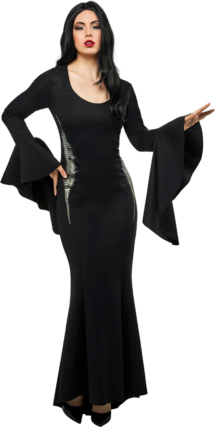 Morticia Addams Costume - Women's Wednesday TV Show Black Dress