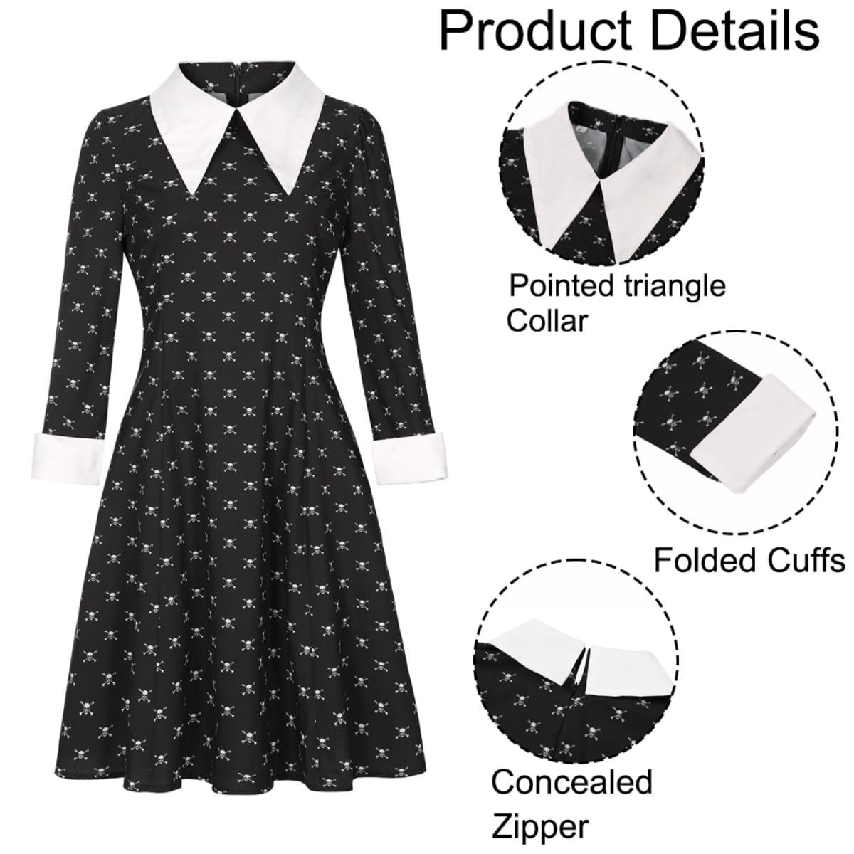 Black Dress Halloween Costume - Women's Complete Outfit with Wig and Accessories