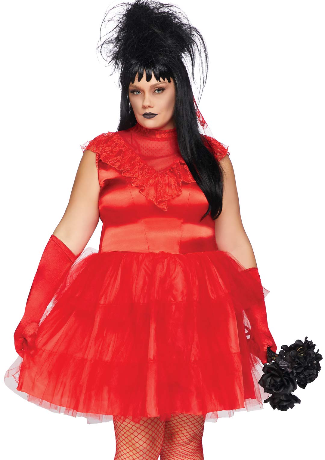 Beetle Bride Costume - Women's 80s Halloween Outfit with Lace Dress and Veil