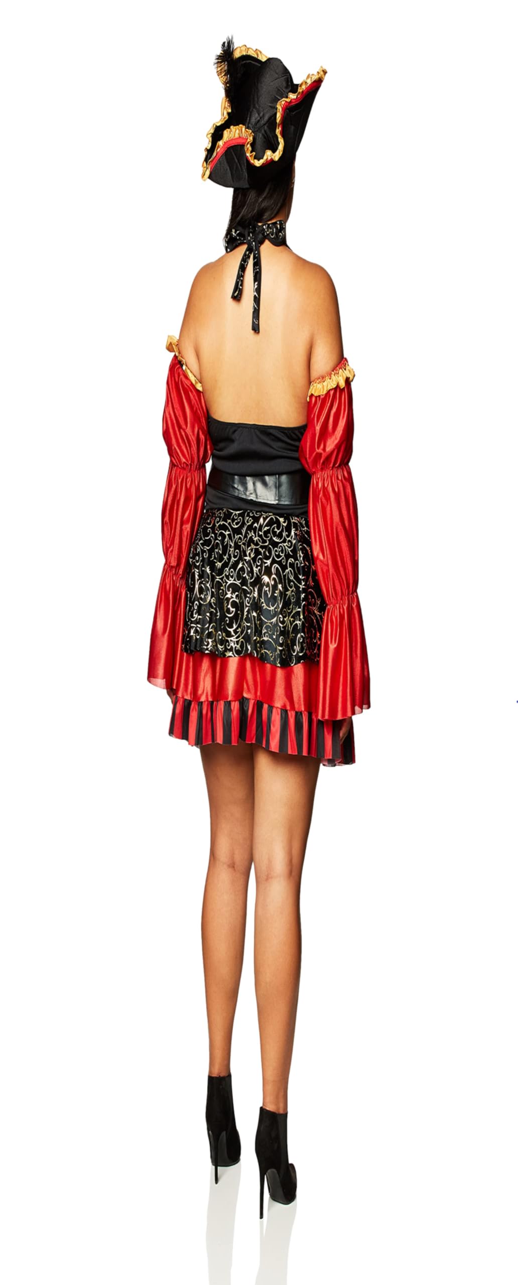 Women's Spanish Pirate Costume - Halter Dress with Corset and Accessories