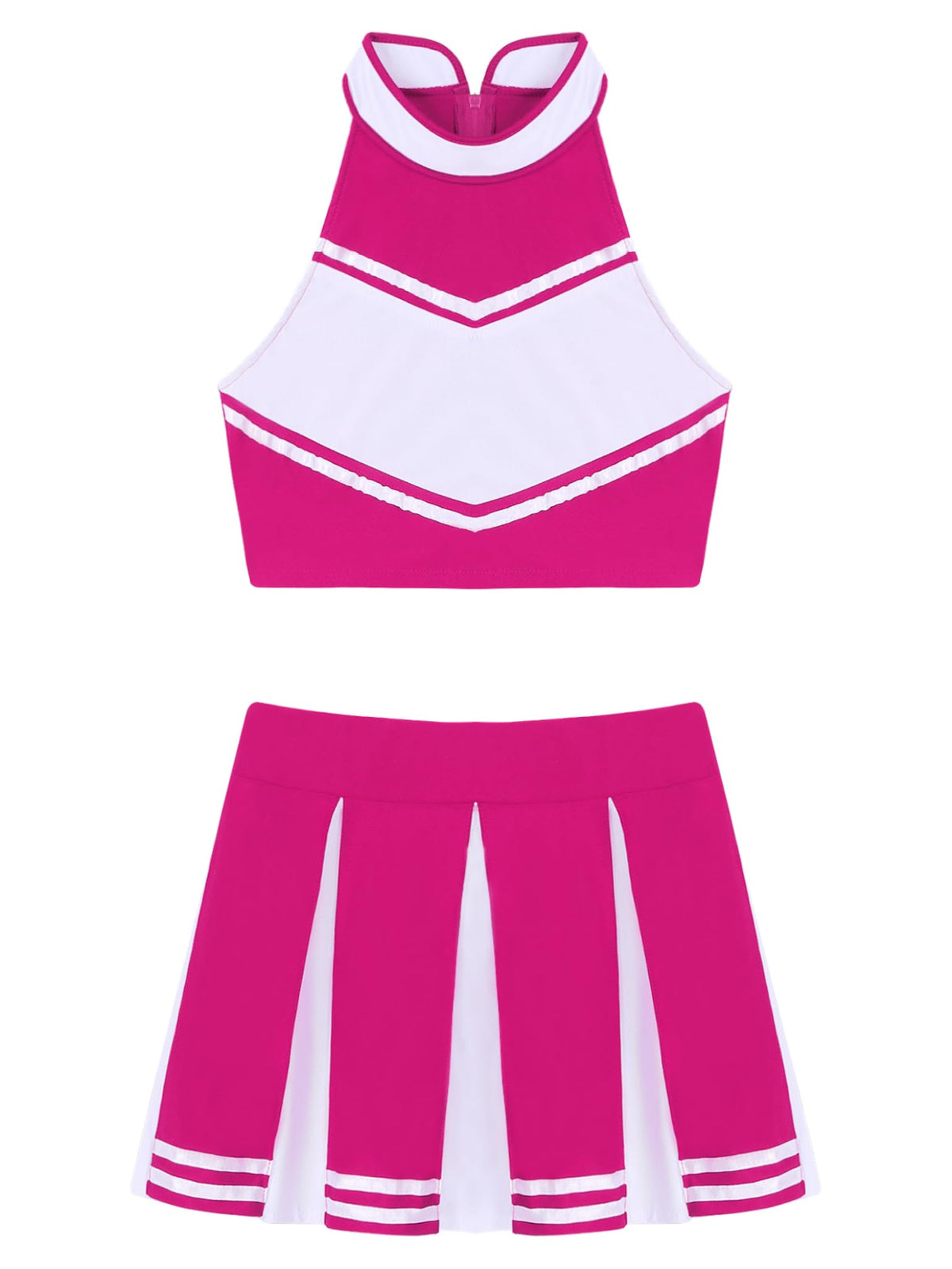 Cheerleader Costume - Women's Crop Top with Pleated Mini Skirt Uniform